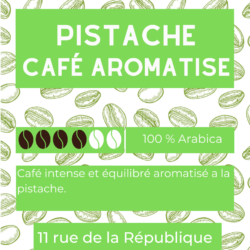 Café aromatisé Pistache Découvrez une nouvelle dimension de saveur avec notre Café Équilibré Aromatisé à la Pistache.