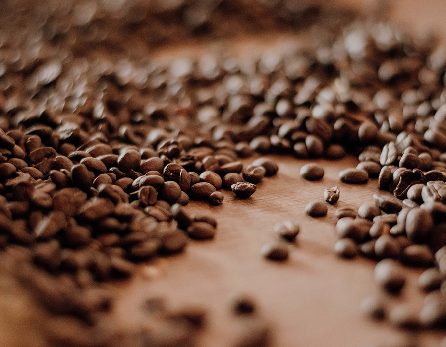 Grains de café en gros plan